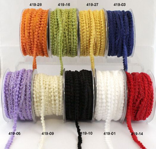 May Arts 3/8&quot; MINI POM POM RIBBON 1 yard yd  Scrapbooksrus