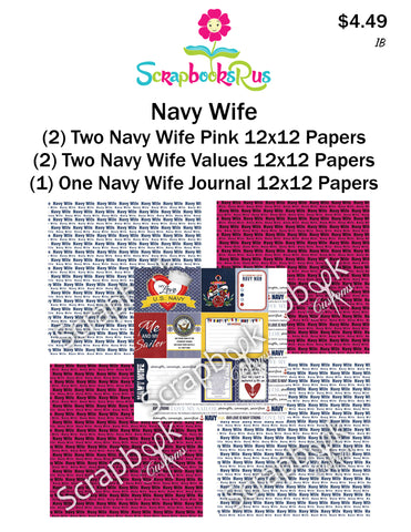 Scrapbook Customs NAVY WIFE 1B 12"x12” 5pc Scrapbook Papers