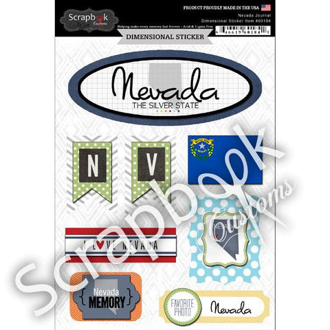NEVADA JOURNAL Travel Dimensional Stickers 8pc