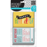BIRTHDAY Pocket Pages Themed Cards 72pc Me & My Big Ideas - Scrapbook Kyandyland