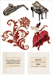 Kaisercraft Printed Chipboard VELVET ENSEMBLE 1 Sheet 6"X10" Scrapbooksrus Las Vegas