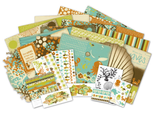 Kaisercraft ROCK POOL URCHIN 12X12 Scrapbook Beach Paper 1 Sheet - Scrapbook Kyandyland