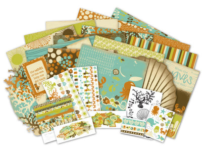 Kaisercraft ROCK POOL URCHIN 12X12 Scrapbook Beach Paper 1 Sheet - Scrapbook Kyandyland