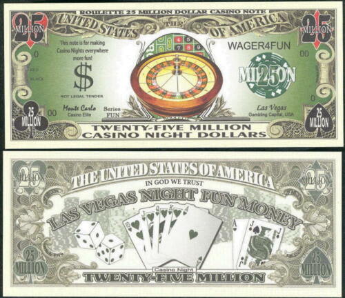 Paper Money ROULETTE CASINO NIGHT 25 Million Novelty Dollars