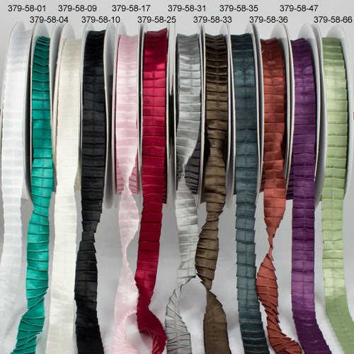 May Arts 5/8&quot; SATIN PLEATED RIBBON 1 yard yd Scrapbooksrus