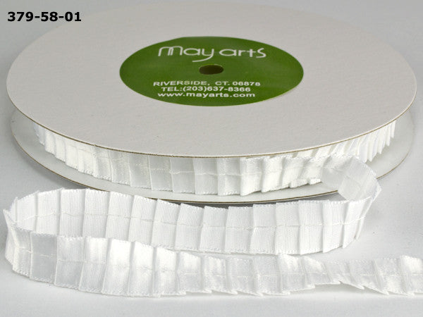 May Arts 5/8&quot; SATIN PLEATED RIBBON 1 yard yd Scrapbooksrus Las Vegas