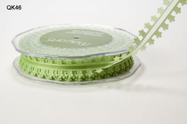 May Arts 3/4&quot; SHEER DAISY EDGE RIBBON Trim 1 yard yd - Scrapbook Kyandyland