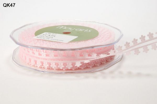 May Arts 3/4&quot; SHEER DAISY EDGE RIBBON Trim 1 yard yd - Scrapbook Kyandyland