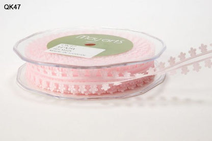 May Arts 3/4&quot; SHEER DAISY EDGE RIBBON Trim 1 yard yd - Scrapbook Kyandyland