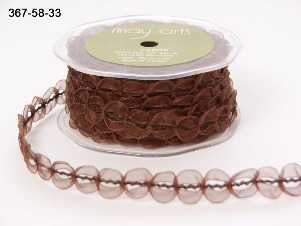 May Arts 1&quot; SHEER LOOP TRIM Ribbon Trim 1 yard yd - Scrapbook Kyandyland