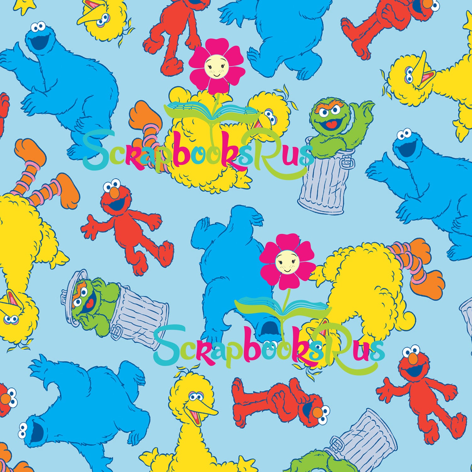 Sesame Street ALL OVER 12&quot;x12&quot; Scrapbooksrus Cartoon Scrapbook Paper