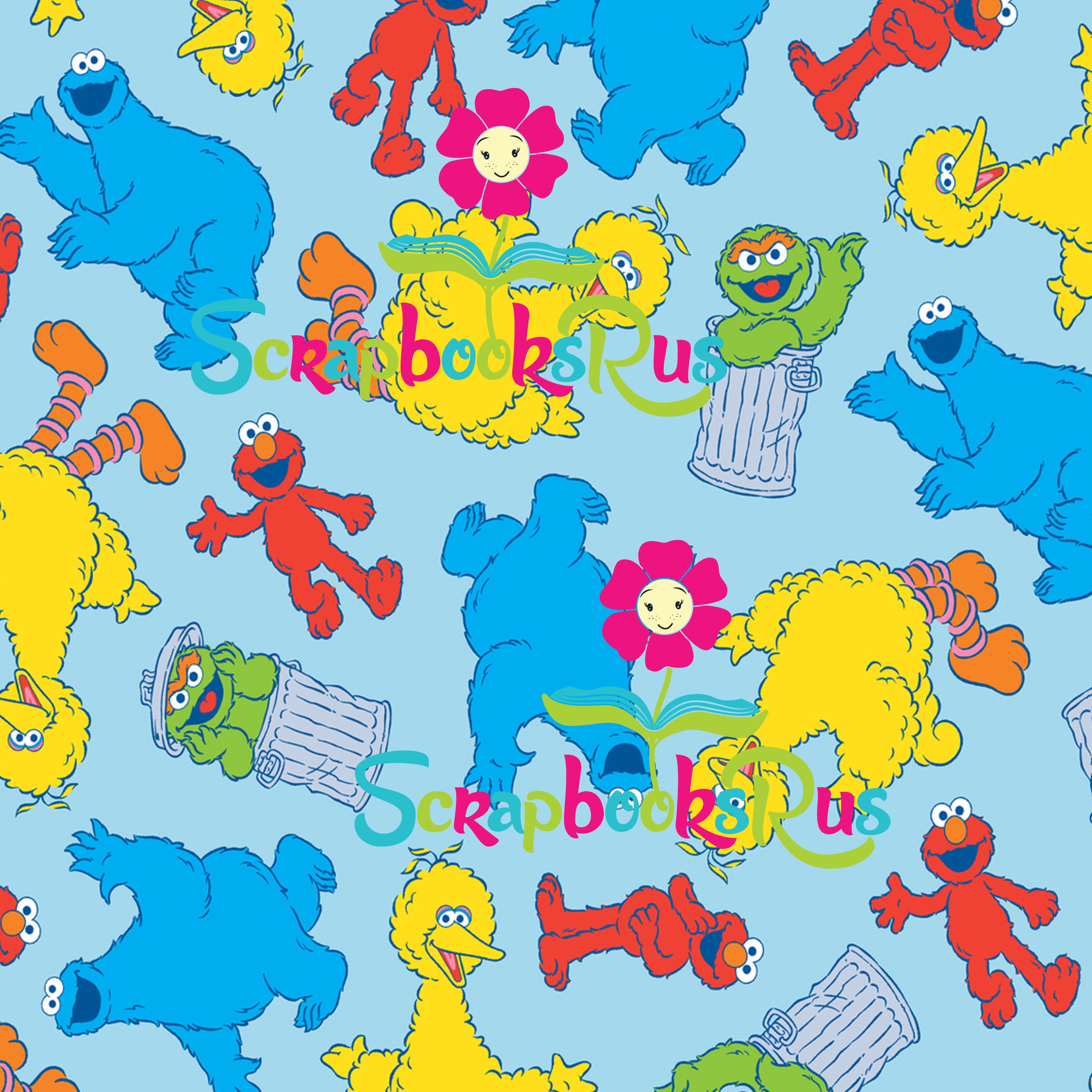 Sesame Street ALL OVER 12&quot;x12&quot; Scrapbooksrus Cartoon Scrapbook Paper