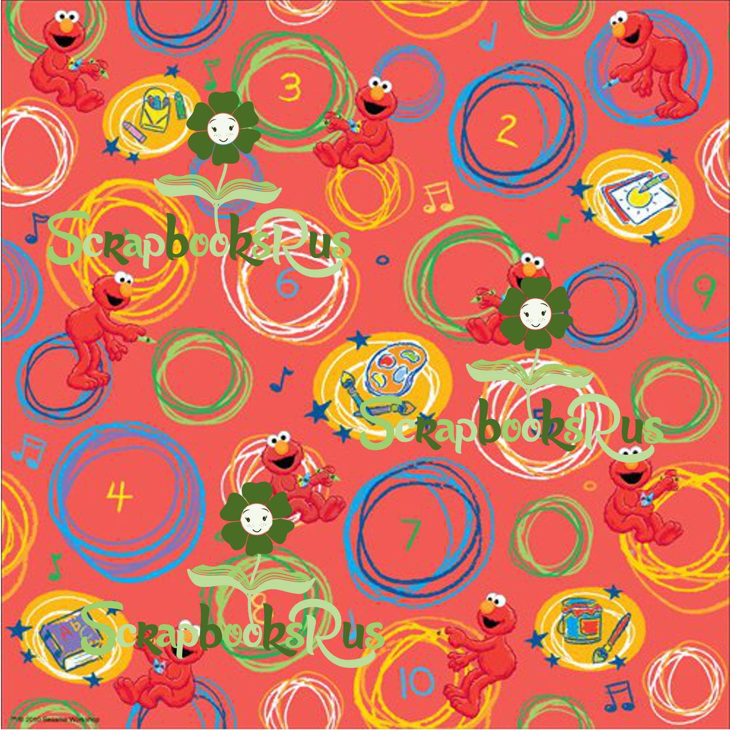 Sesame Street ELMO IN CIRCLES 12&quot;x12&quot; Scrapbooksrus Scrapbook Paper