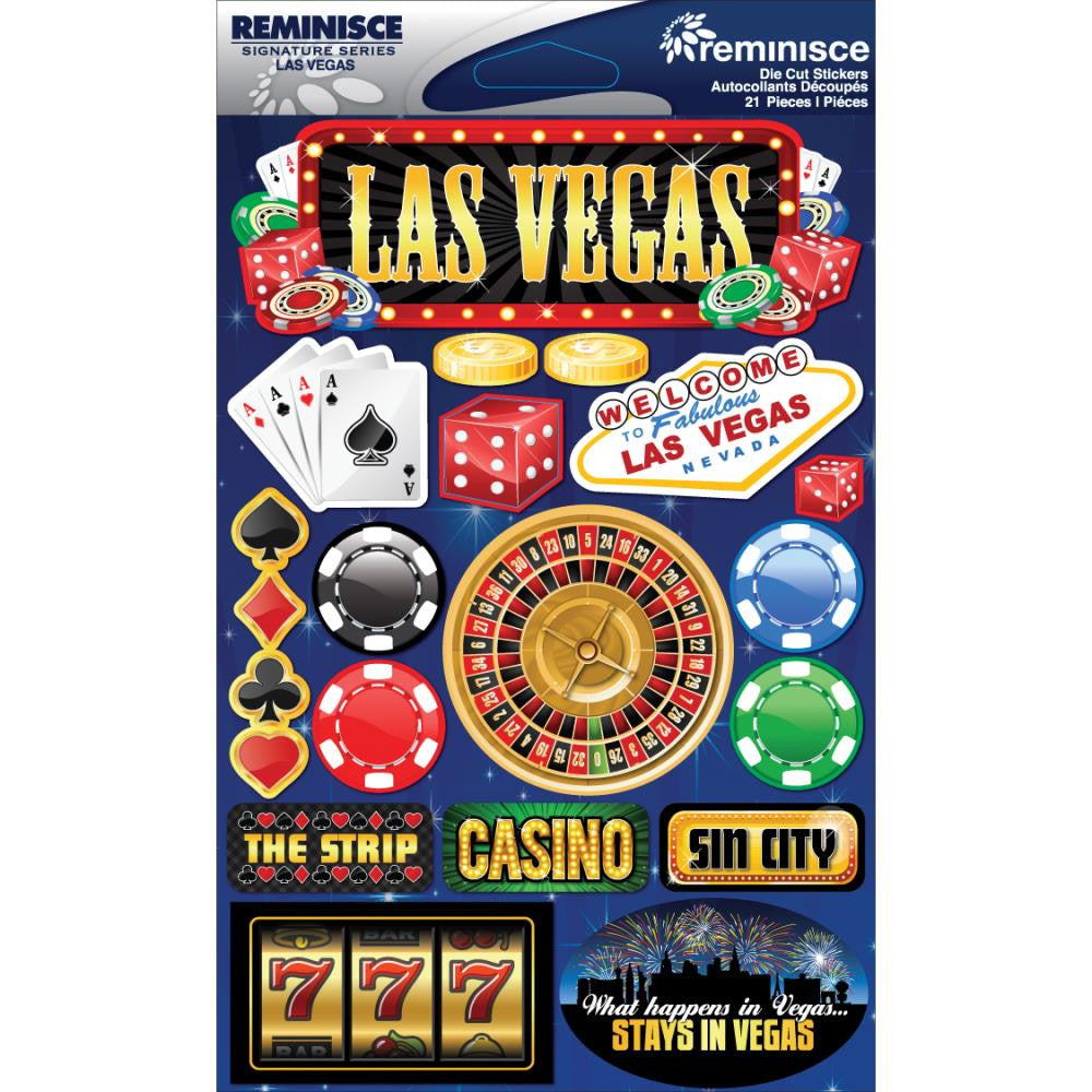 LAS VEGAS Reminisce Signature DieCut Stickers 21pc - Scrapbooksrus