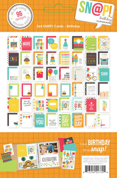 Simple Stories SNAP BIRTHDAY Sn@p Cards 4&quot;X6&quot; 24pc - Scrapbook Kyandyland