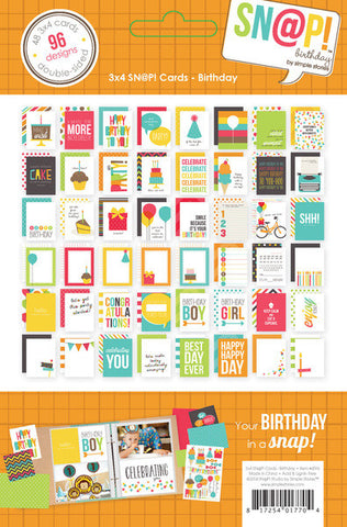 Simple Stories SNAP BIRTHDAY Sn@p Cards 4"X6" 24pc - Scrapbook Kyandyland