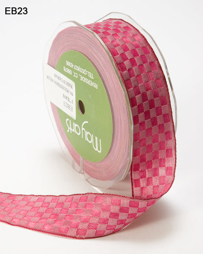 May Arts 1&quot; WOVEN CHECKERED RIBBON Trim 1 yard yd - Scrapbook Kyandyland