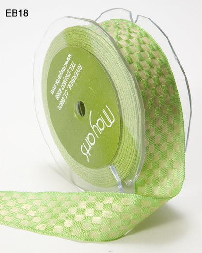 May Arts 1&quot; WOVEN CHECKERED RIBBON Trim 1 yard yd - Scrapbook Kyandyland