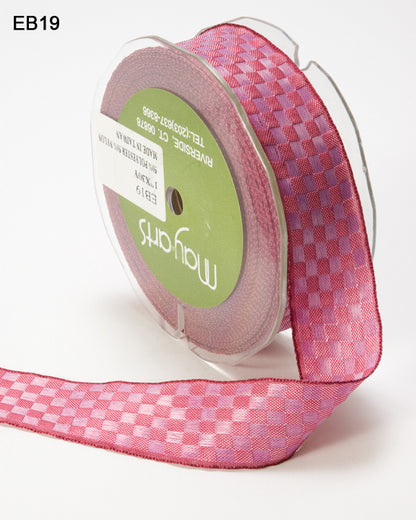 May Arts 1&quot; WOVEN CHECKERED RIBBON Trim 1 yard yd - Scrapbook Kyandyland
