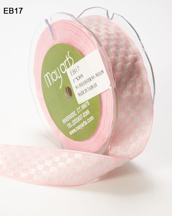 May Arts 1&quot; WOVEN CHECKERED RIBBON Trim 1 yard yd - Scrapbook Kyandyland