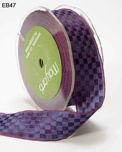 May Arts 1&quot; WOVEN CHECKERED RIBBON Trim 1 yard yd - Scrapbook Kyandyland