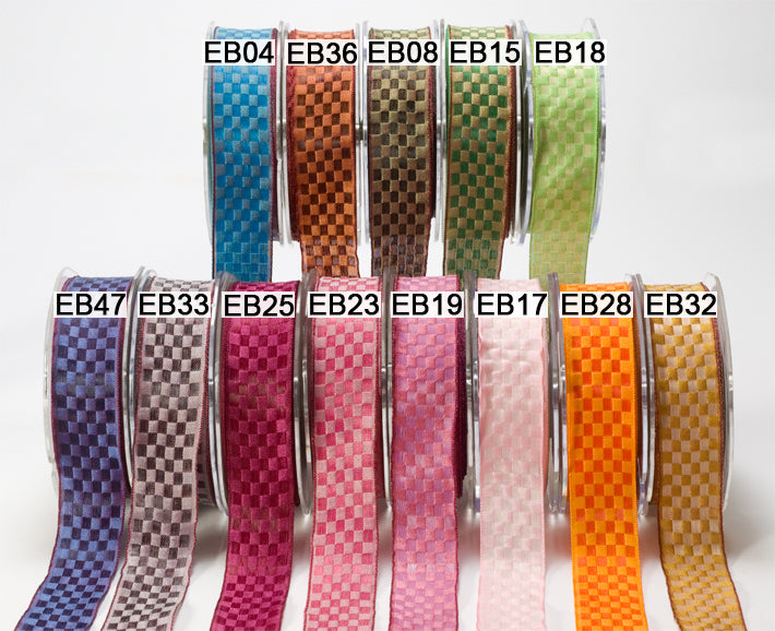 May Arts 1" WOVEN CHECKERED RIBBON Trim 1 yard yd - Scrapbook Kyandyland