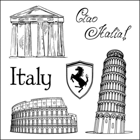 ScrapBerry's Discover ITALY Clear Acrylic Stamp Set 6pc