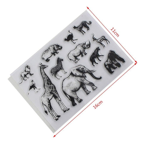 ZOO ANIMALS Clear Acrylic Stamp Set 12pc