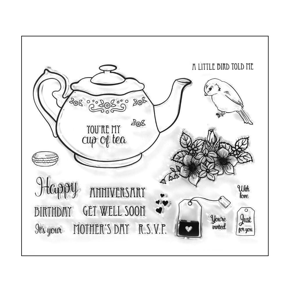 Time for Tea Craft Clear Acrylic Stamp Set Teapot Scrapbooksrus