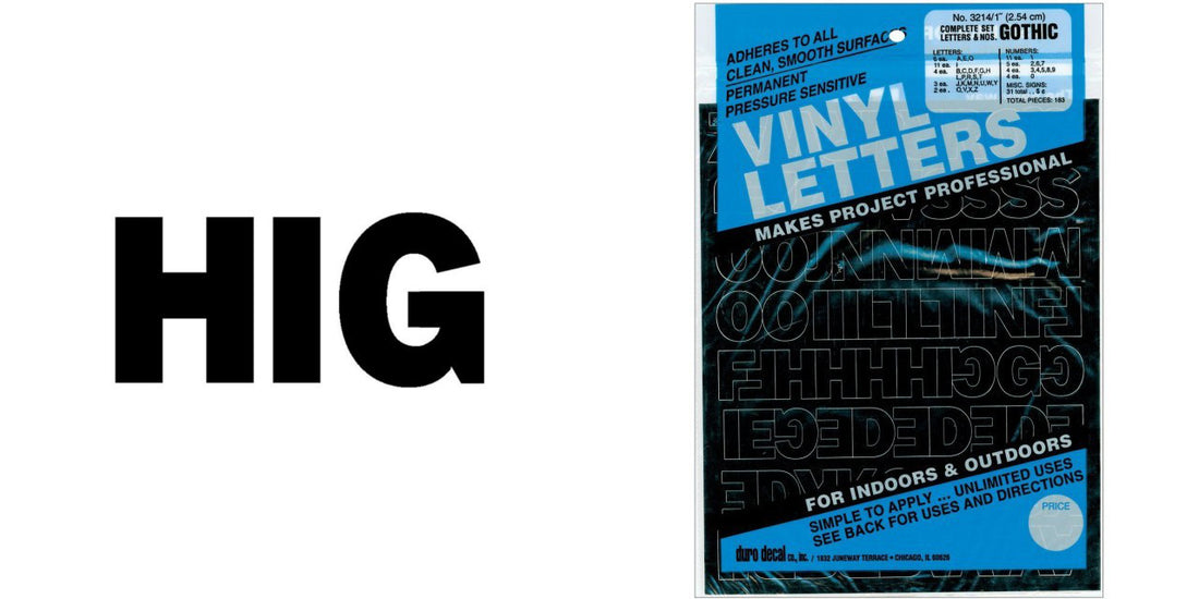 Duro Vinyl Stickers GOTHIC BLACK Letter & Numbers 1-3 inch - Scrapbook Kyandyland