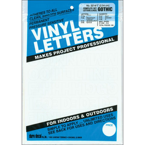 Vinyl Stickers GOTHIC WHITE Letter Numbers 1 2 3 inch – Scrapbooksrus
