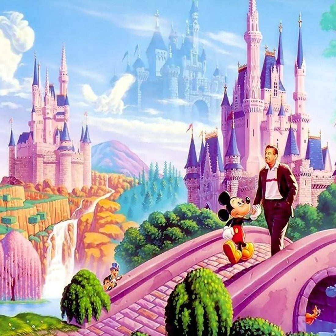WALT & MICKEY CASTLE Shimmer 12"x12" Paper