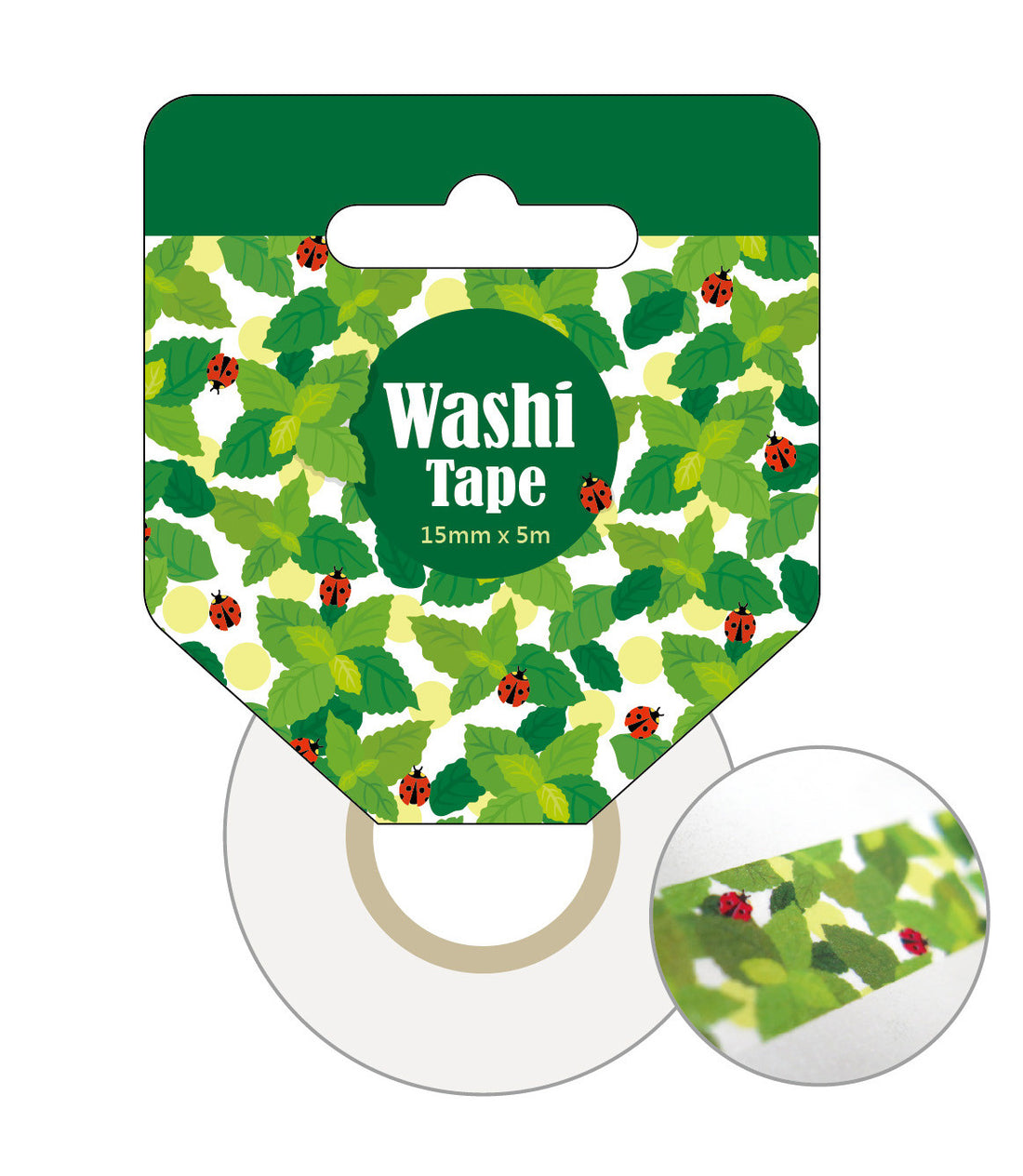 Best Creation WASHI TAPE MINT Leaves Ladybug