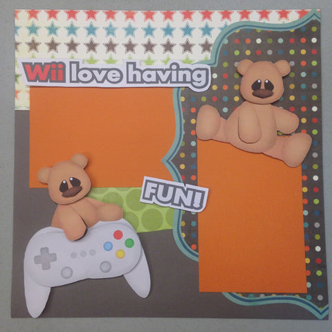 Page Kit (2) 12x12 Scrapbook WII LOVE Video Game Playing - Scrapbooksrus Vegas Largest Scrapbook Store