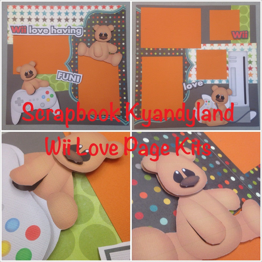 Page Kit WII LOVE Video Game Playing (2) 12x12 Scrapbook Layouts