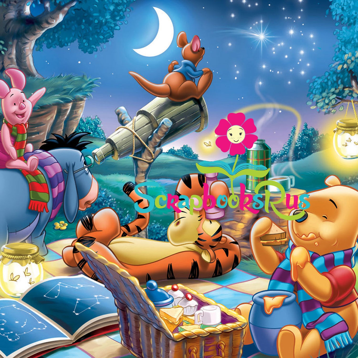 Disney Winnie the Pooh At Night 12&quot;x12&quot; Scrapbook Paper