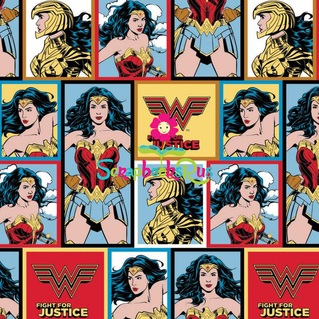 Wonder Woman 1984 GRID BLOCKS Shimmer 12&quot;x12&quot; Scrapbook Paper