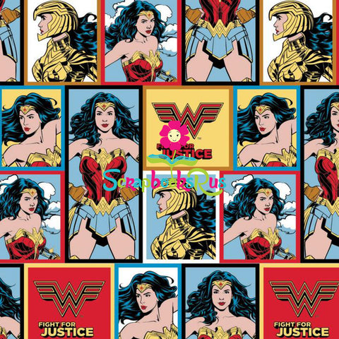 Wonder Woman 1984 GRID BLOCKS Shimmer 12"x12" Scrapbook Paper
