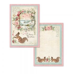 Stamperia Pink Christmas SCRAPBOOKING CARDS SBBPC08 4.5&quot;X6.5&quot; Sheets Scrapbooksrus