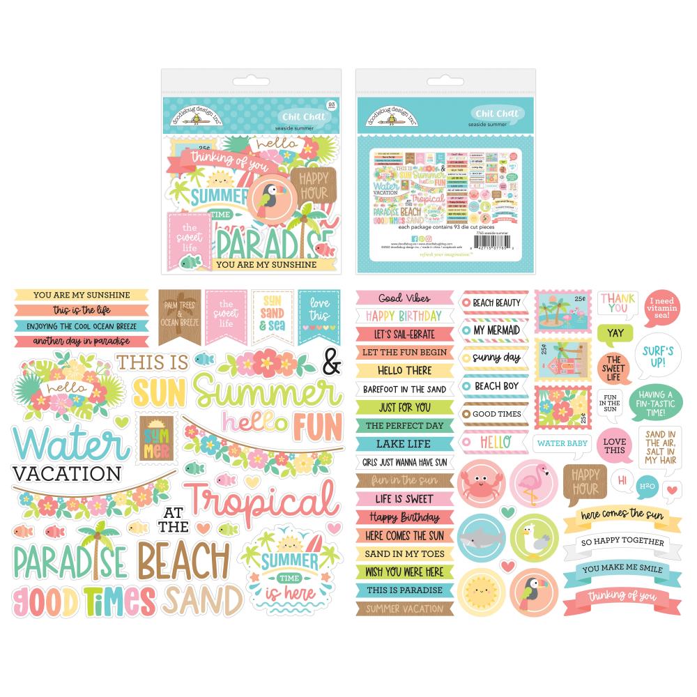 Doodlebug SEASIDE SUMMER Chit Chat Diecut Pack 93 pc