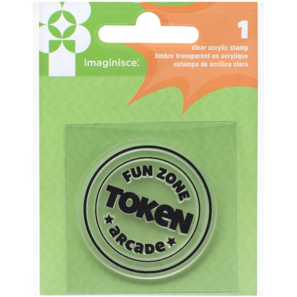 Imaginisce FAMILY FUN Arcade Token Acrylic Clear Stamp 1pc - Scrapbook Kyandyland