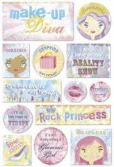 Karen Foster MAKE UP DIVA Stickers 13pc - Scrapbook Kyandyland