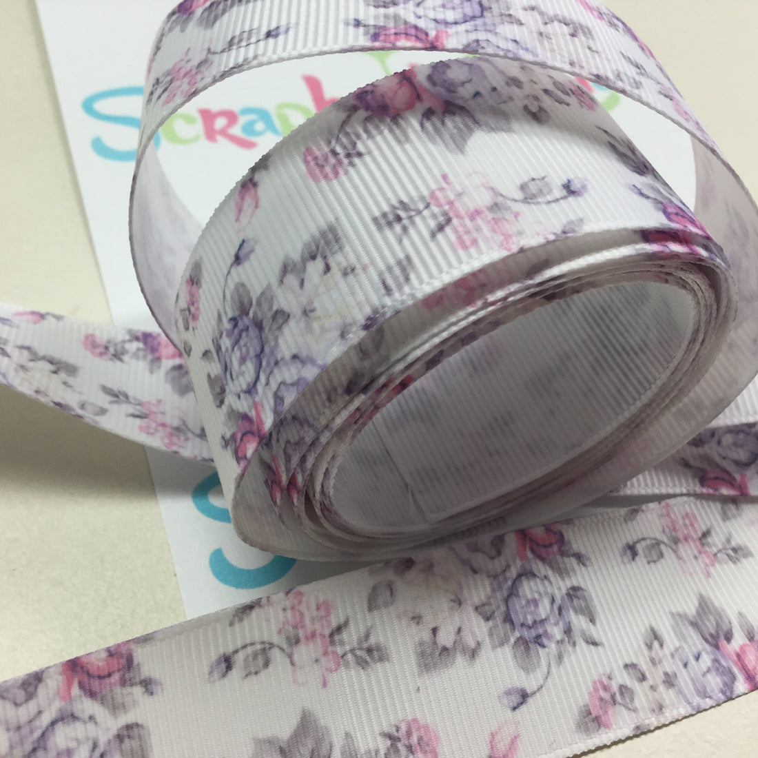 Cayla Floral Lavender Grosgrain Ribbon 1 yard Scrapbooksrus Scrapbook Store