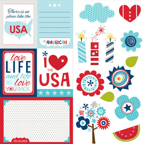 Bella Blvd ALL AMERICAN Collection 12&quot;X12&quot; Scrapbook Paper - Scrapbook Kyandyland