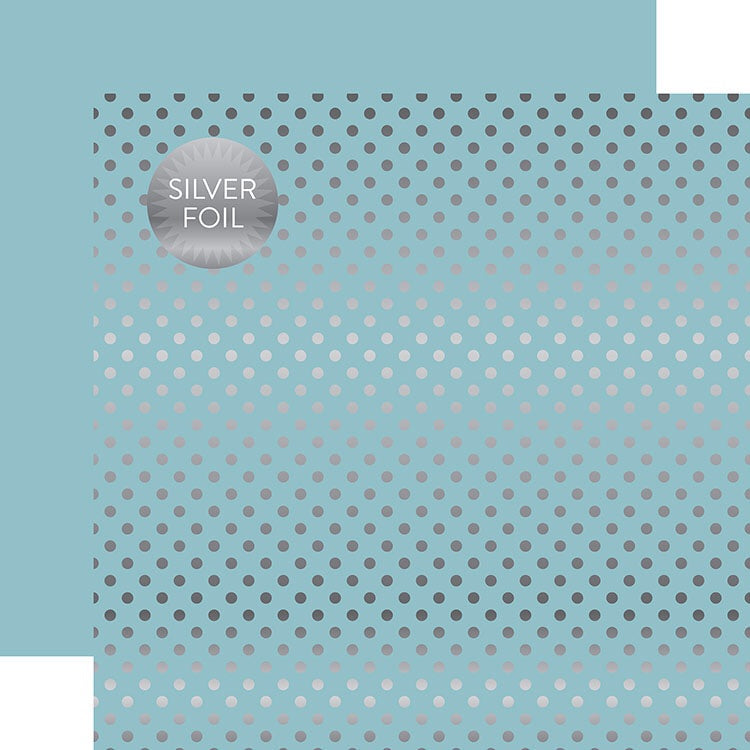 Echo Park BLUEBELL Silver Dot 12&quot;X12&quot; FOILED Paper Scrapbooksrus