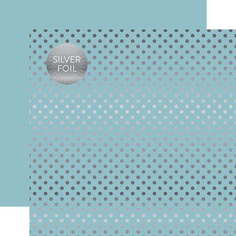 Echo Park BLUEBELL Silver Dot 12"X12" FOILED Paper Scrapbooksrus
