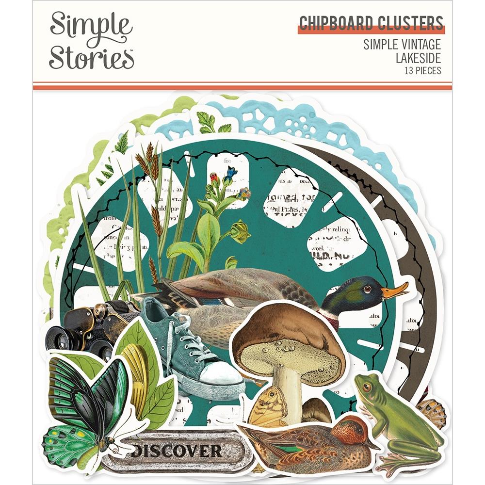 Simple Stories Simple Vintage Lakeside CHIPBOARD CLUSTERS 13pc Scrapbooksrus