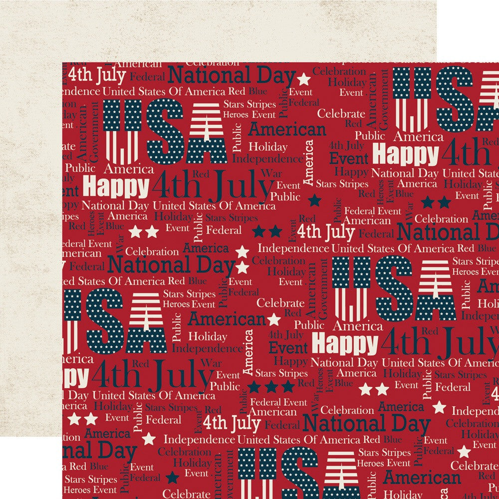 Echo Park Stars &amp; Stripes WORDS Scrapbook Paper