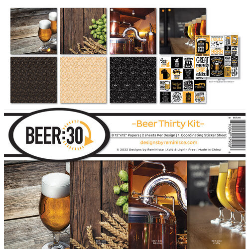 Reminisce BEER 30 THIRTY 12&quot;X12&quot; Scrapbook Kit 9pc Scrapbooksrus Store