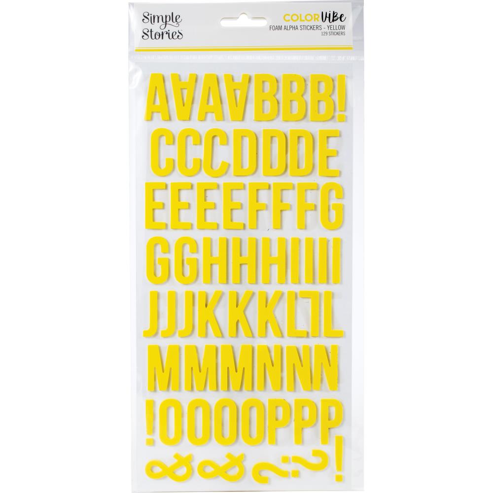 Simple Stories COLORVIBE YELLOW Foam Alpha Letter Stickers Scrapbooksrus